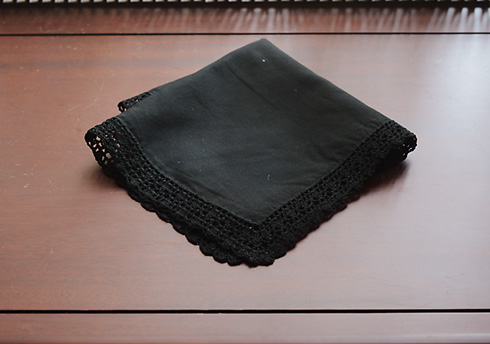 Black Handkerchief with Black Lace Trimmed